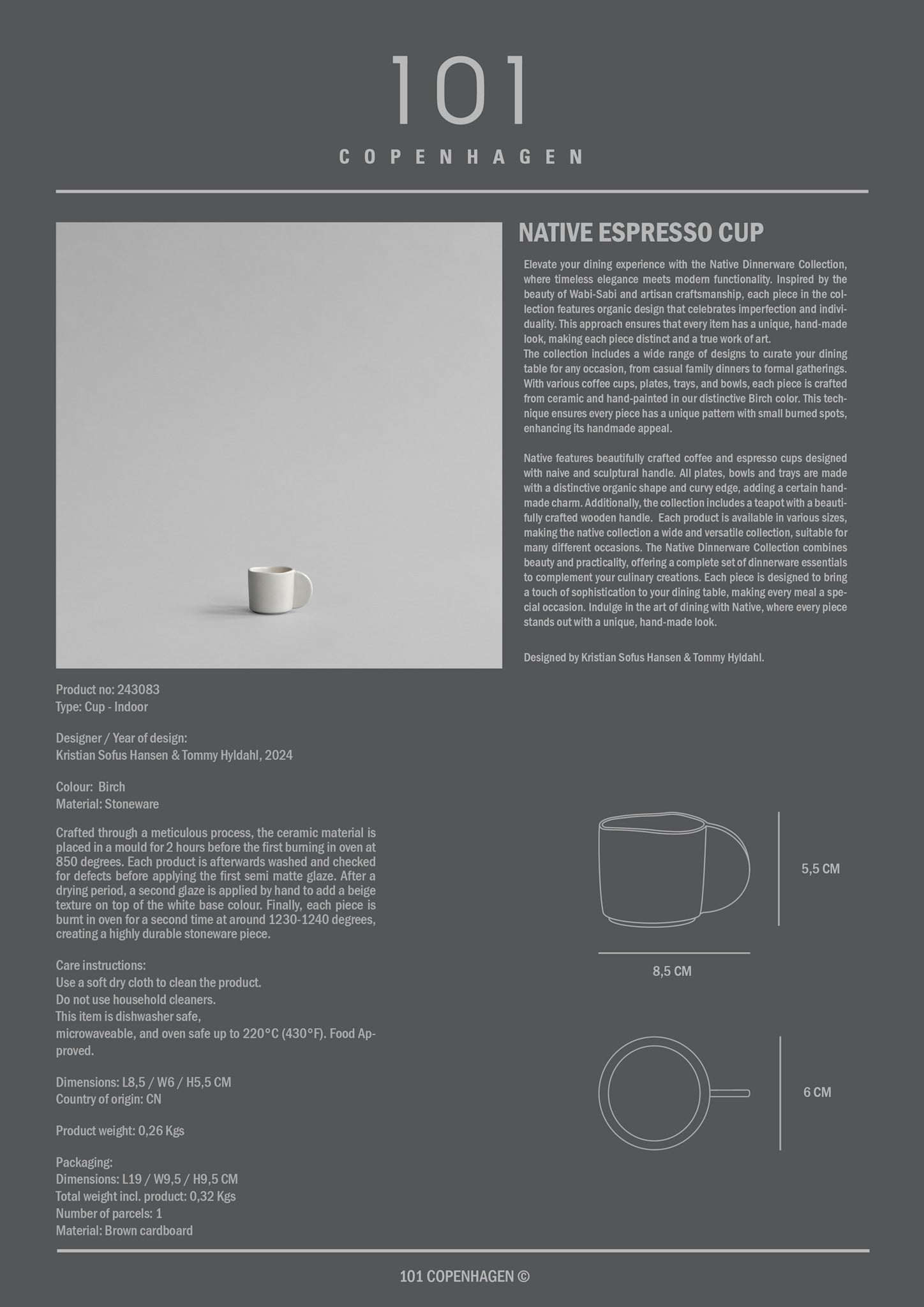 101 Copenhagen - Native Espresso Cup - Birch - Cup